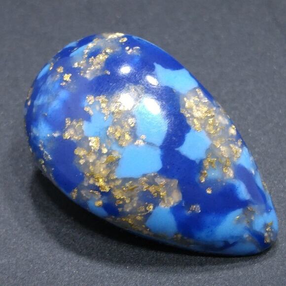 Vintage 1950s Blue Gold Glitter Lucite Clip Earrings Mid Century Modern Jewelry - Picture 12 of 13